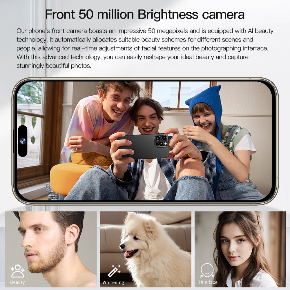 Original 15 Pro Max 3Gb+64GB Cell Mobile Phones 4G Android Cellphones 6.8 Inch Low Price Smart Mobile Phone